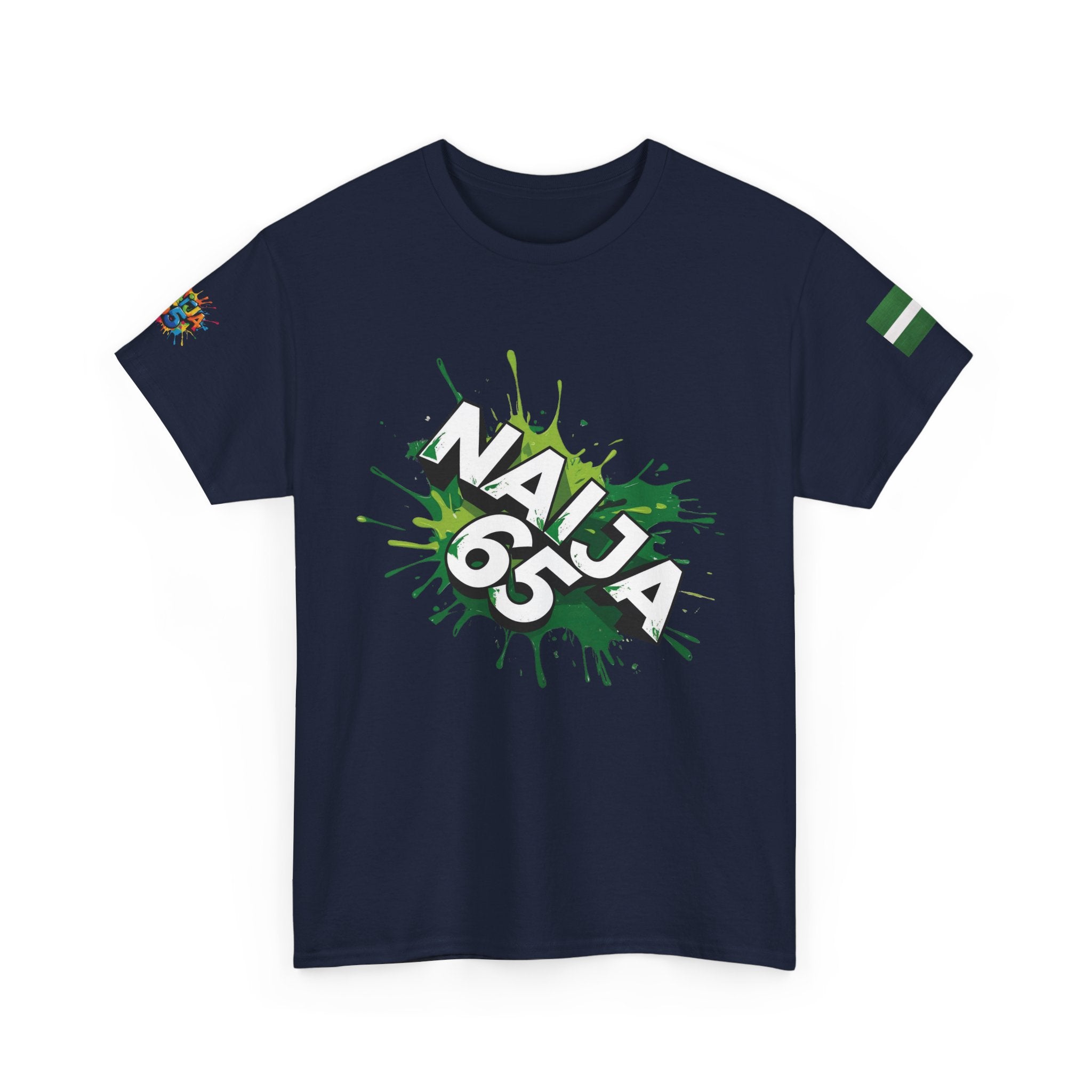 Naija 65TH INDEPENDENCE CELEBRATION Unisex Blue Cotton T-shirt- Front View- Nigerian streetwear fashion from Naija Of Course