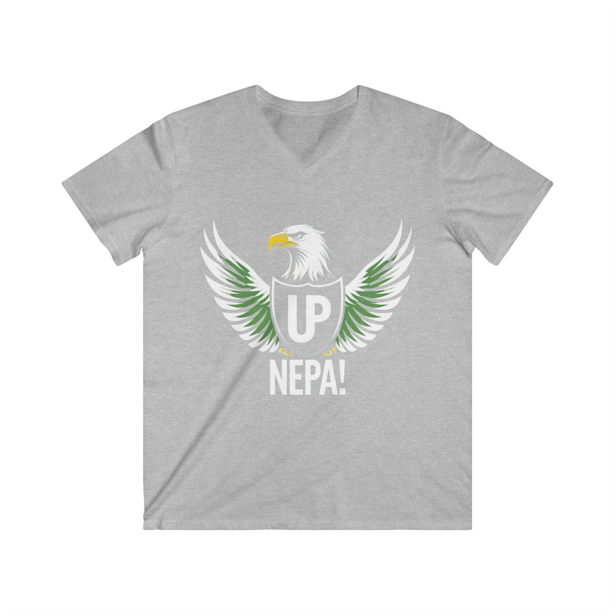 Up Nepa, Men's Fitted V-Neck Short Sleeve T-shirt - Naija Of Course Fashion, grey T-shirt