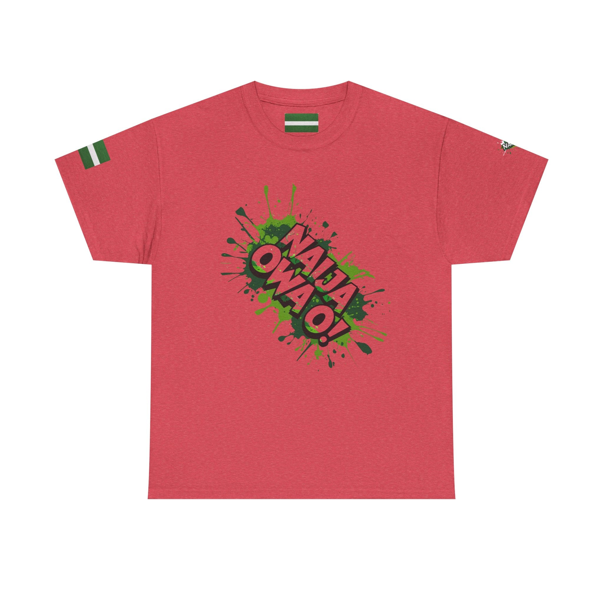 Naija Owa O,  Red Cotton Spirit T-shirt- Front View- Naija Of Course streetwear fashion
