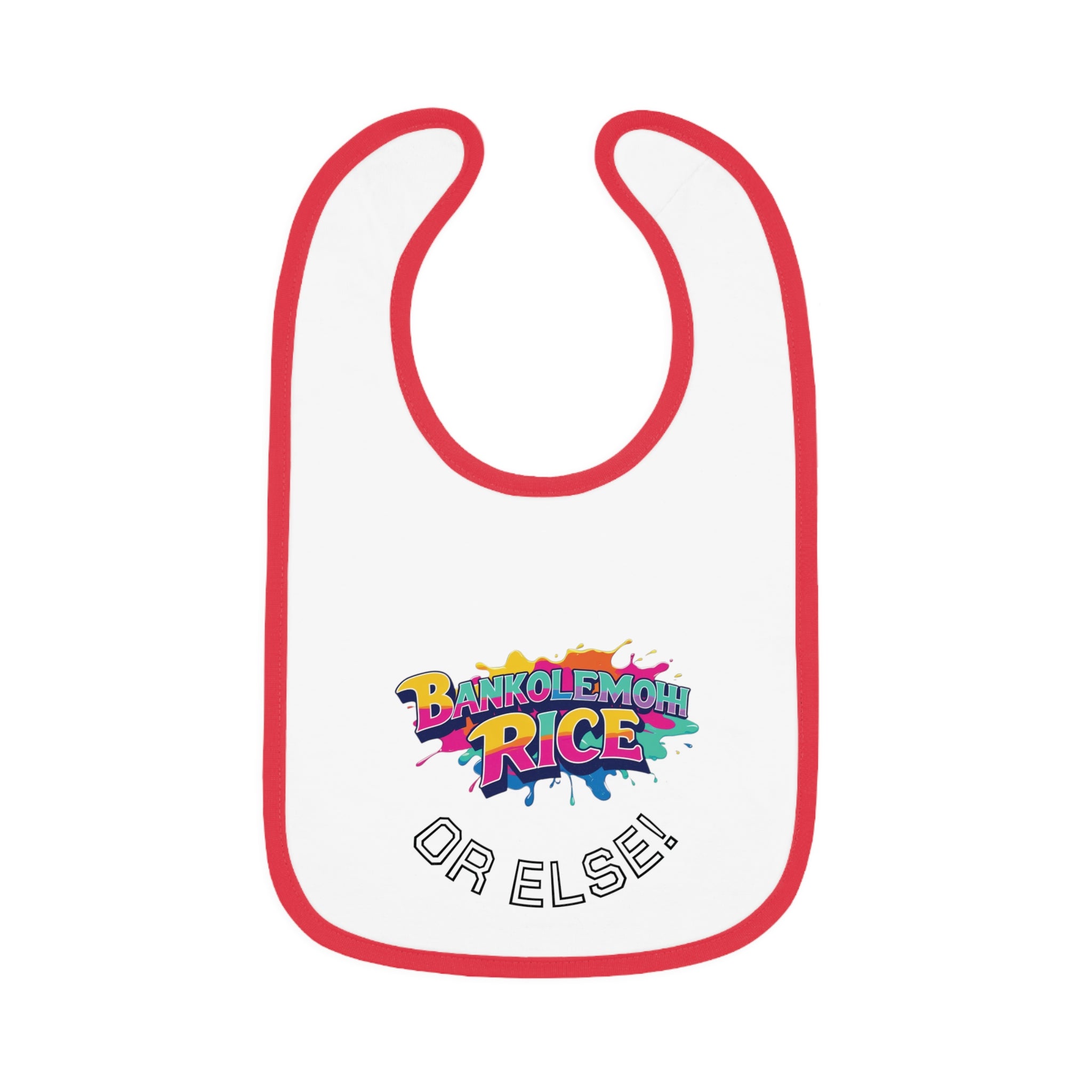 Bankolemoh rice or else, Baby Contrast Trim Jersey Bib - Naija Of Course Fashion, red outline