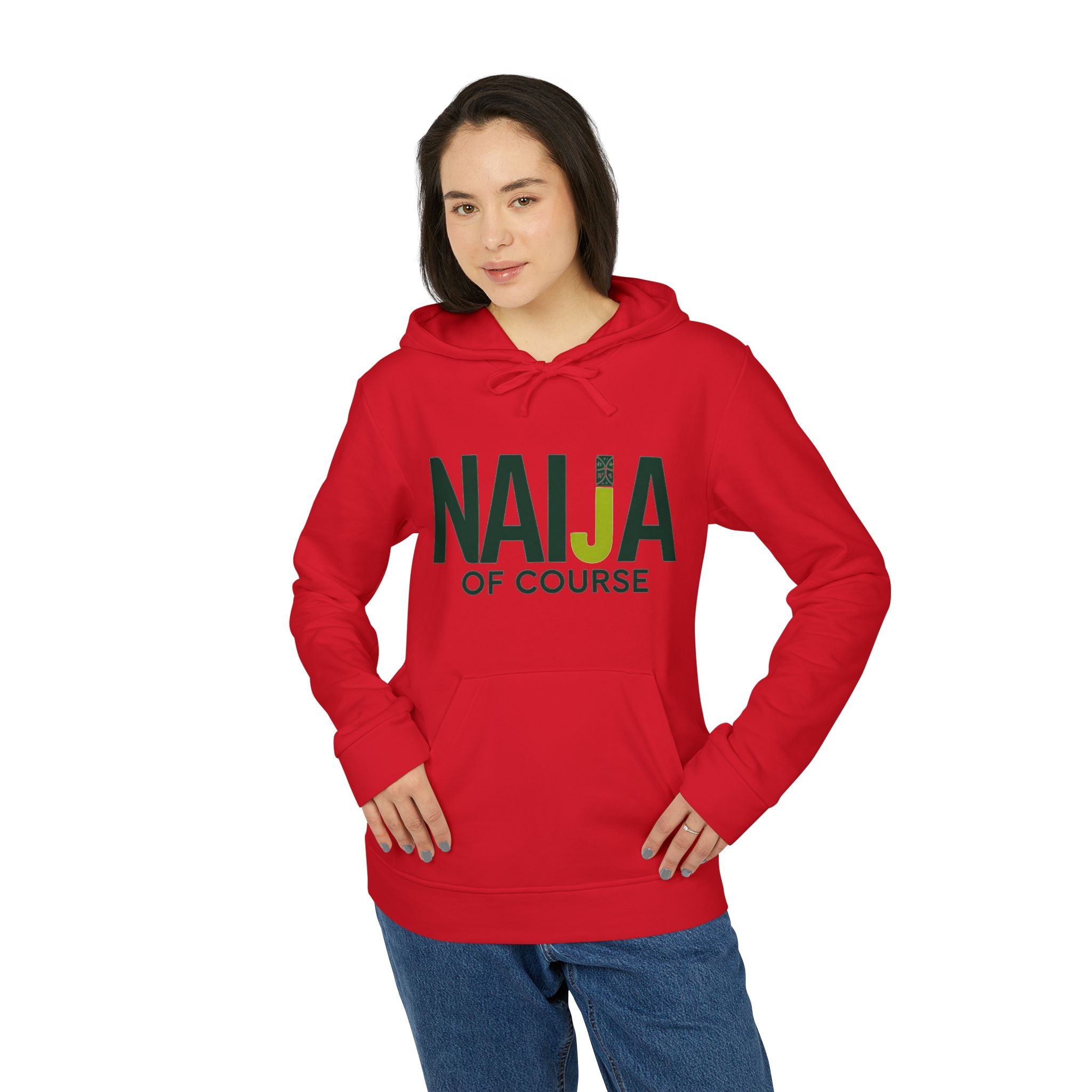 Naija of Course, adidas Unisex Red Fleece Hoodie - Naija Of Course streetwear fashion