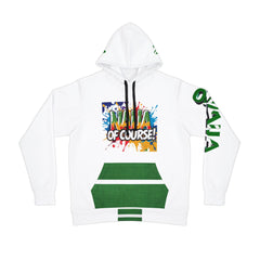 Naija- Of Course Colourful, Green and White  Unisex Hoodie- Front View- Nigerian streetwear fashion from Naija Of Course