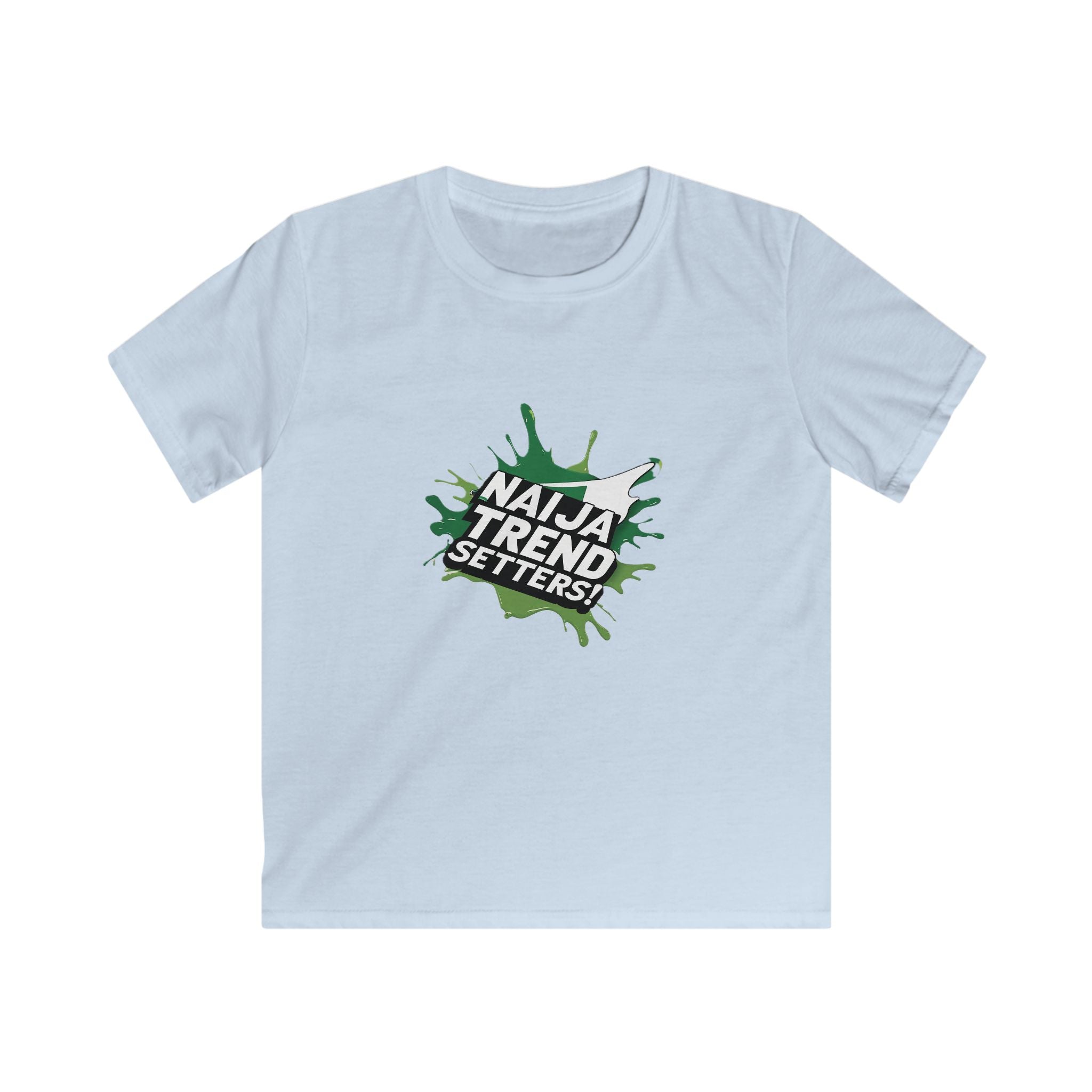 Naija Trend Setters Kids Baby Blue T-shirt with Nigerian streetwear slogan.