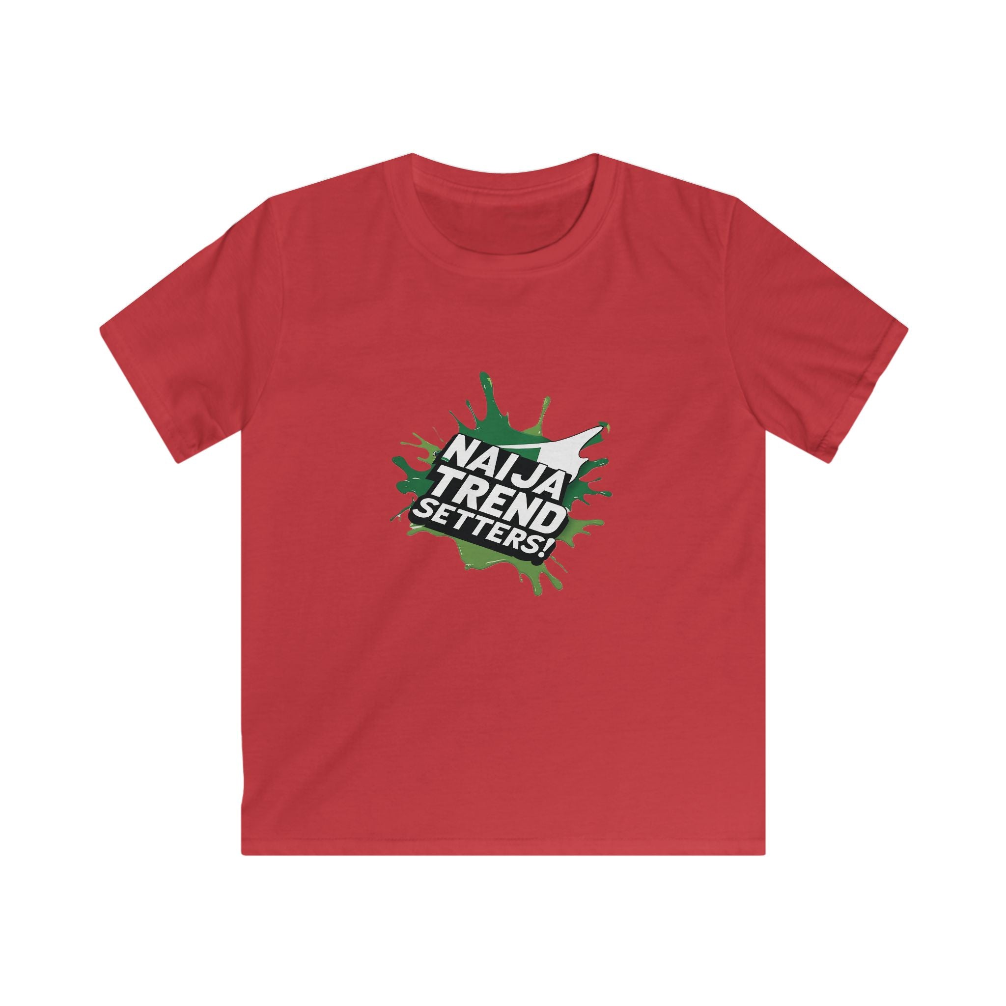 Naija Trend Setters Kids Red T-shirt with Nigerian streetwear slogan.