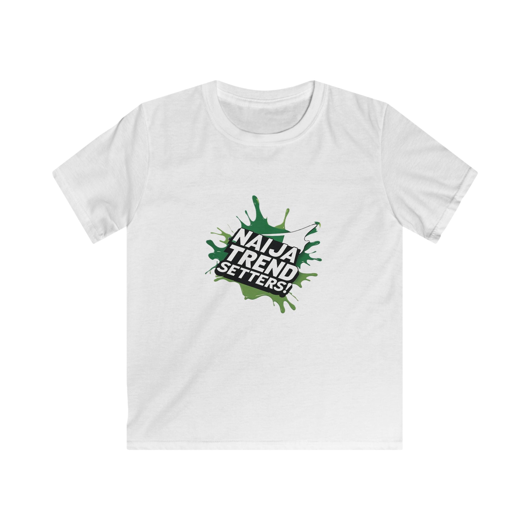 Naija Trend Setters Kids White, T-shirt with Nigerian streetwear slogan.