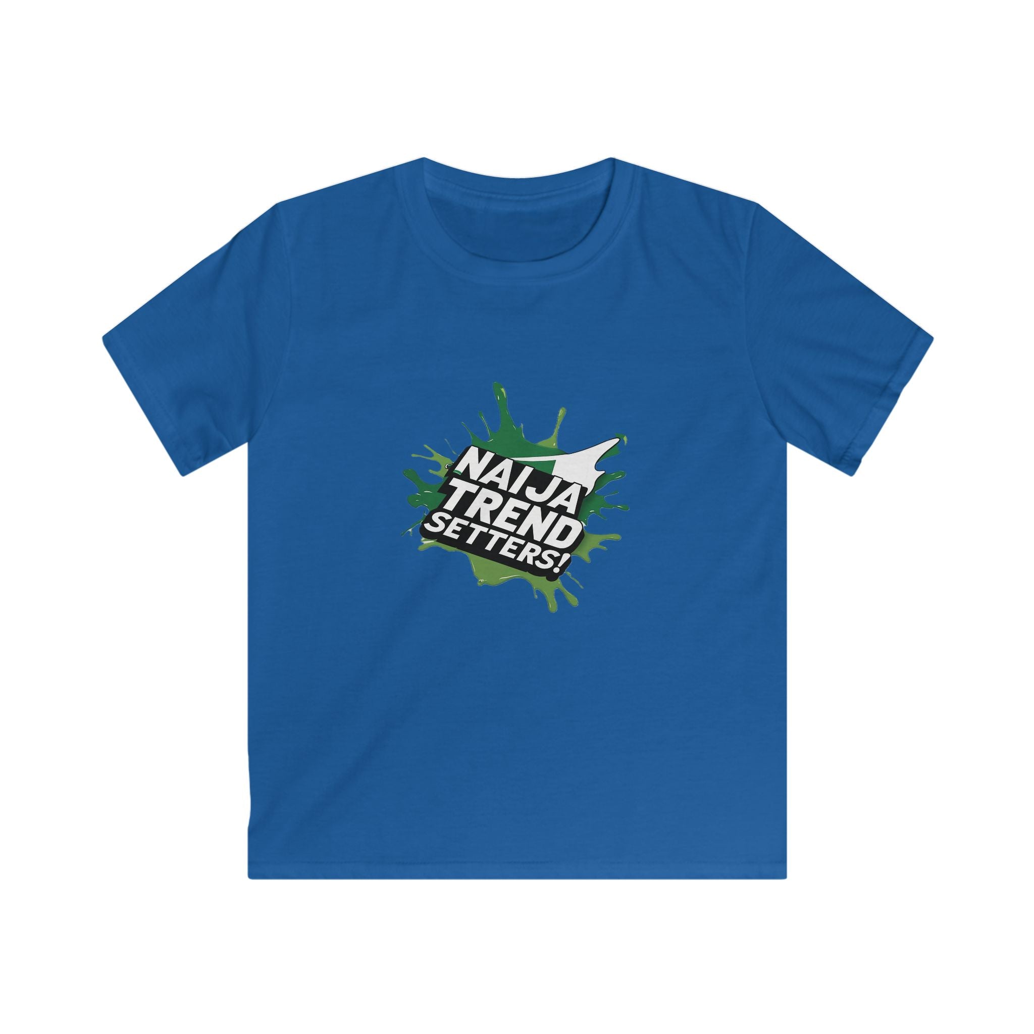 Naija Trend Setters Kids Blue T-shirt with Nigerian streetwear slogan.