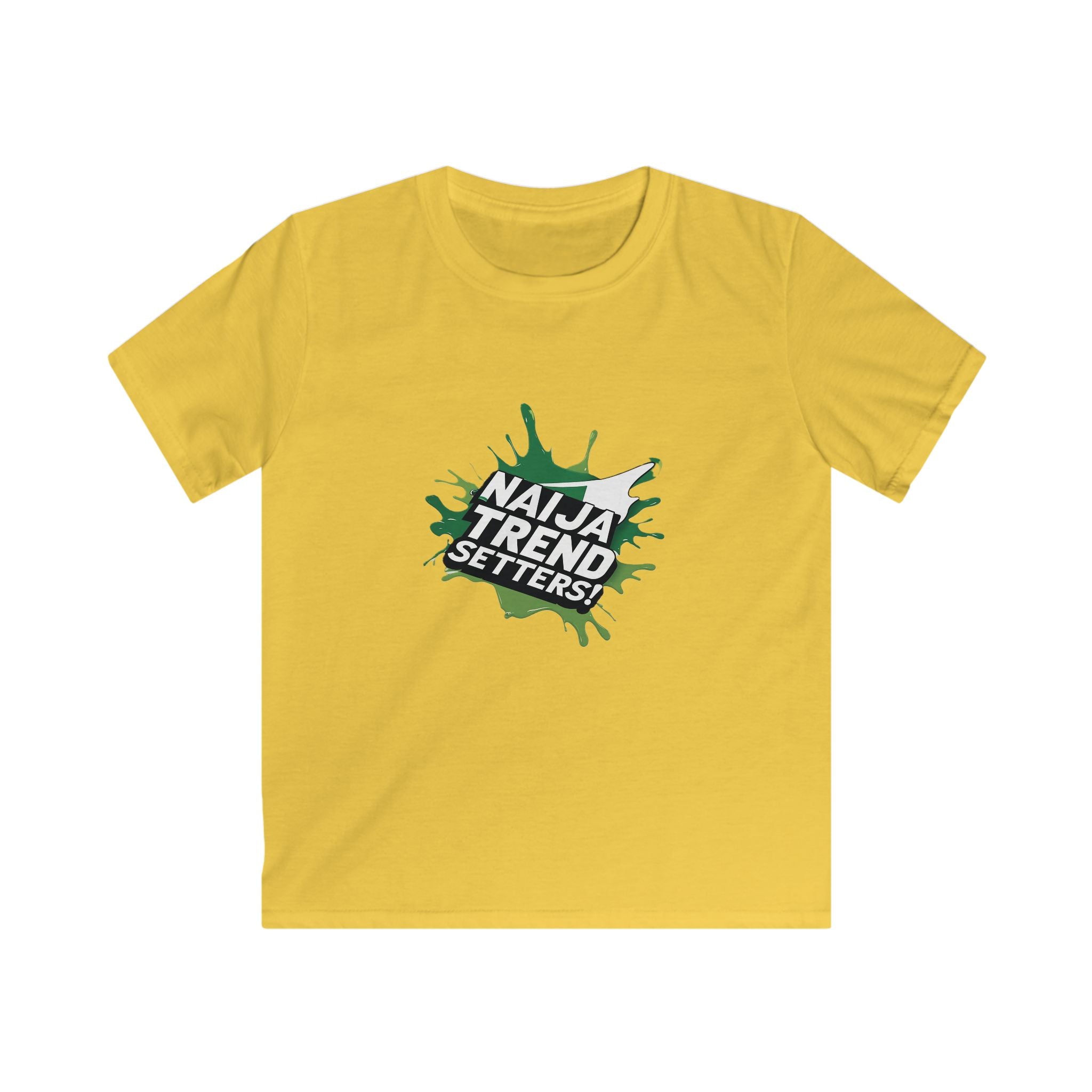 Naija Trend Setters Kids Yellow T-shirt with Nigerian streetwear slogan.