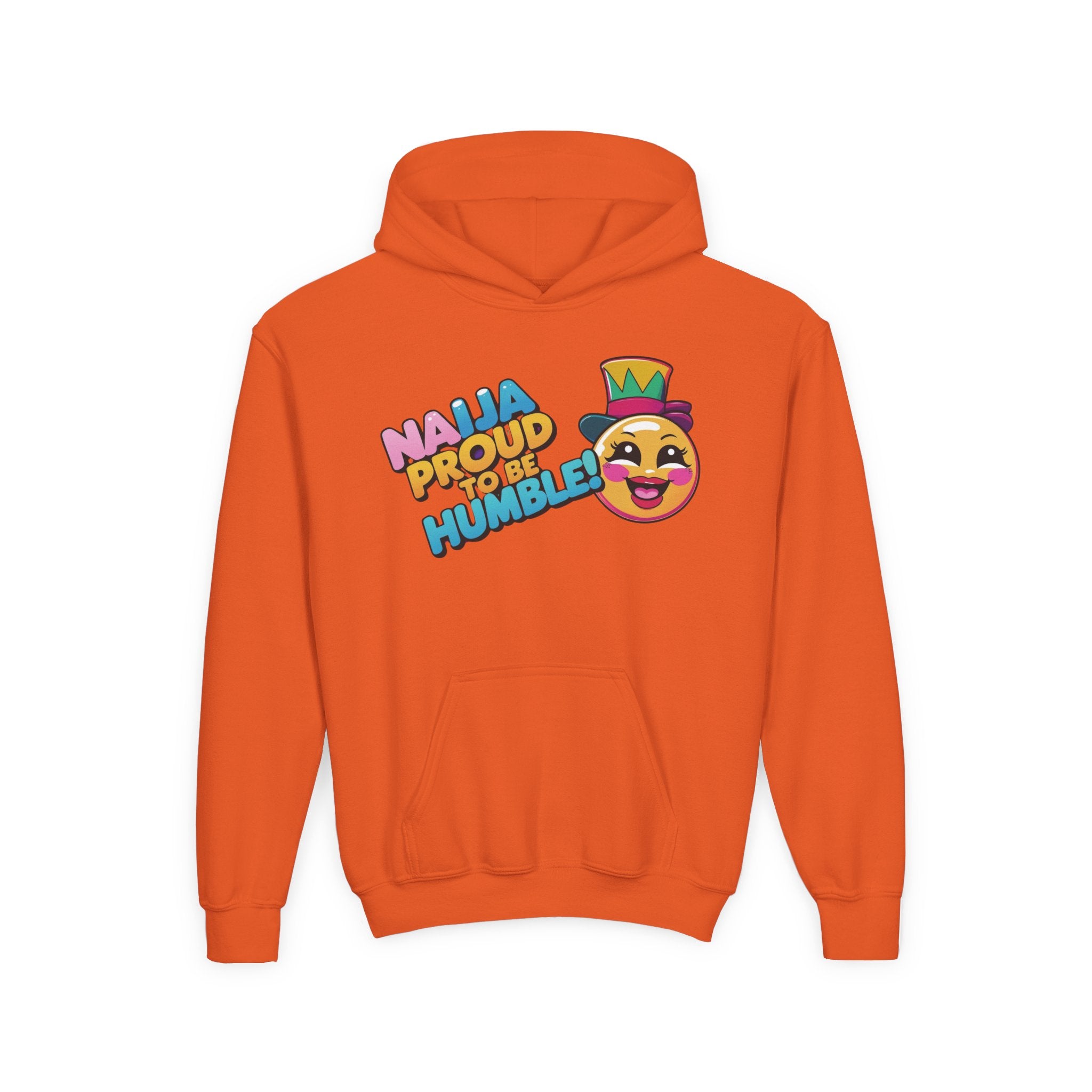 Naija Proud To Be Humble, Kids Orange Hoodie Unisex - Naija Of Course streetwear fashion
