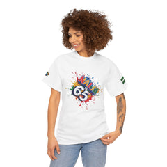 Naija is 65, INDEPENDENCE CELEBRATION  - Unisex Cotton T-shirt- White- Female Model- Nigerian streetwear fashion from Naija Of Course