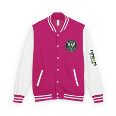 Naija of Course, Stay in your lane College Jacket- Pink and White- Nigerian streetwear fashion from Naija Of Course