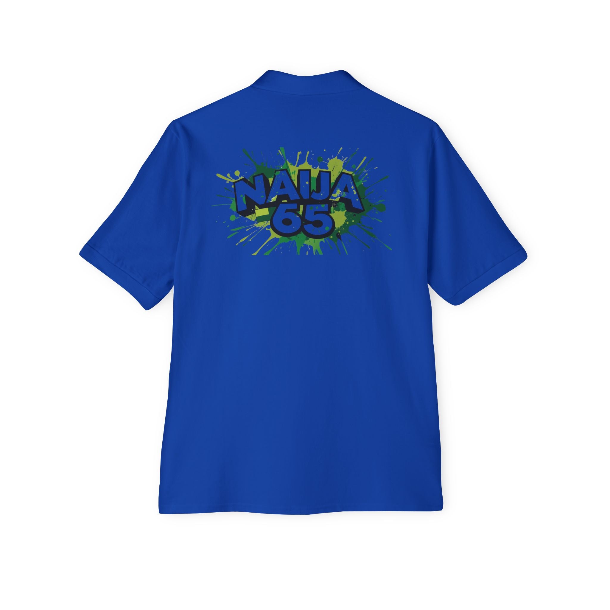 Naija 65th Independence Day Men’s Blue Piqué Polo Shirt.
