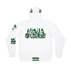 Naija, & Of Course, Unisex White and Green Hoodie- Back View- Nigerian streetwear fashion from Naija Of Course