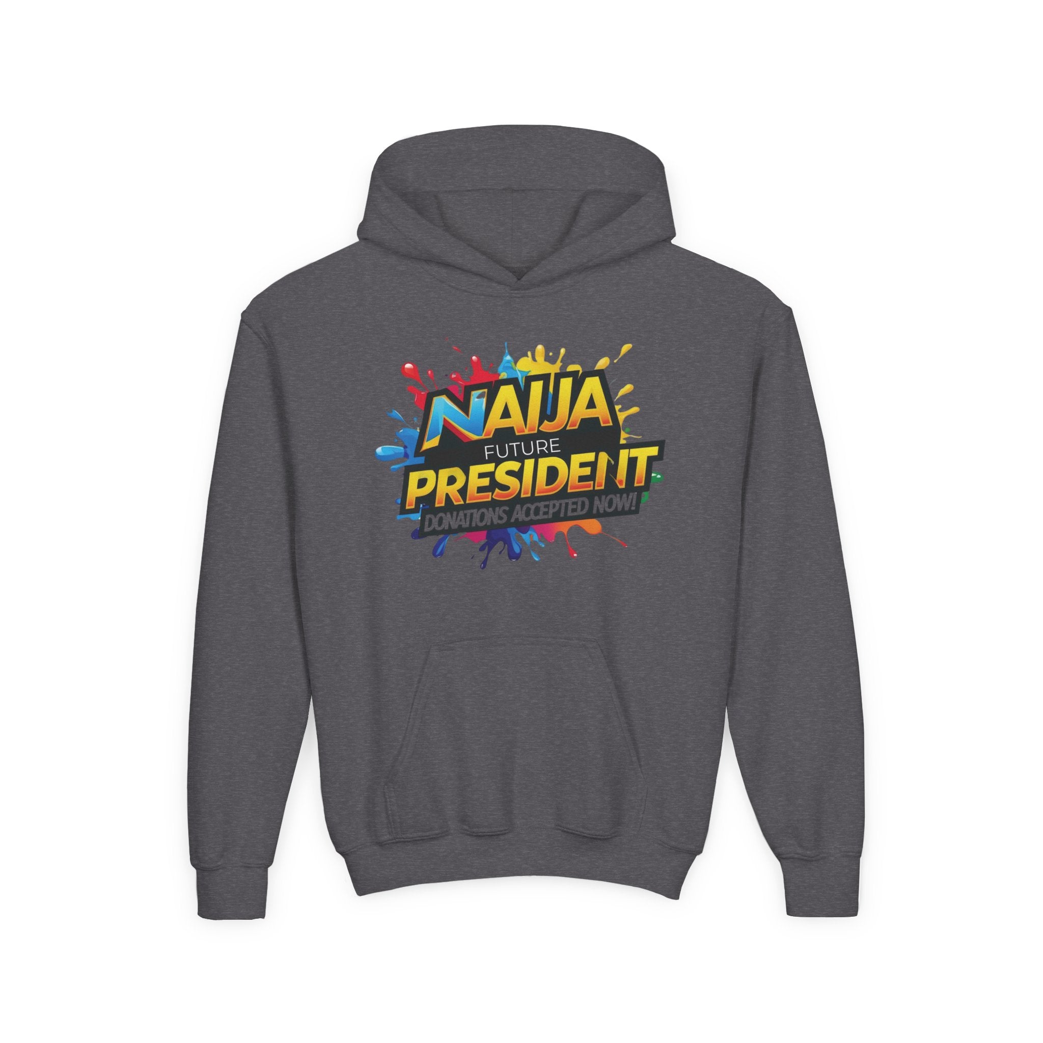Naija Future President Kids Dark Grey Hoodie Unisex - Naija Of Course streetwear fashion