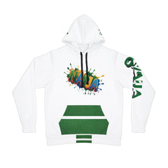 Naija, & Of Course, Unisex White and Green Hoodie- Front View- Nigerian streetwear fashion from Naija Of Course