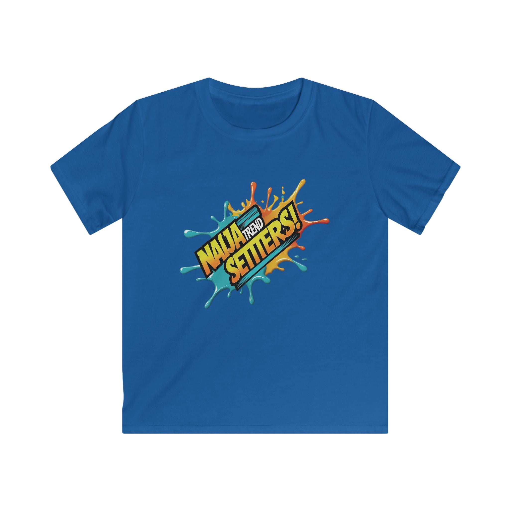 Naija Trend Setters Kids Blue T-shirt with Nigerian streetwear slogan.