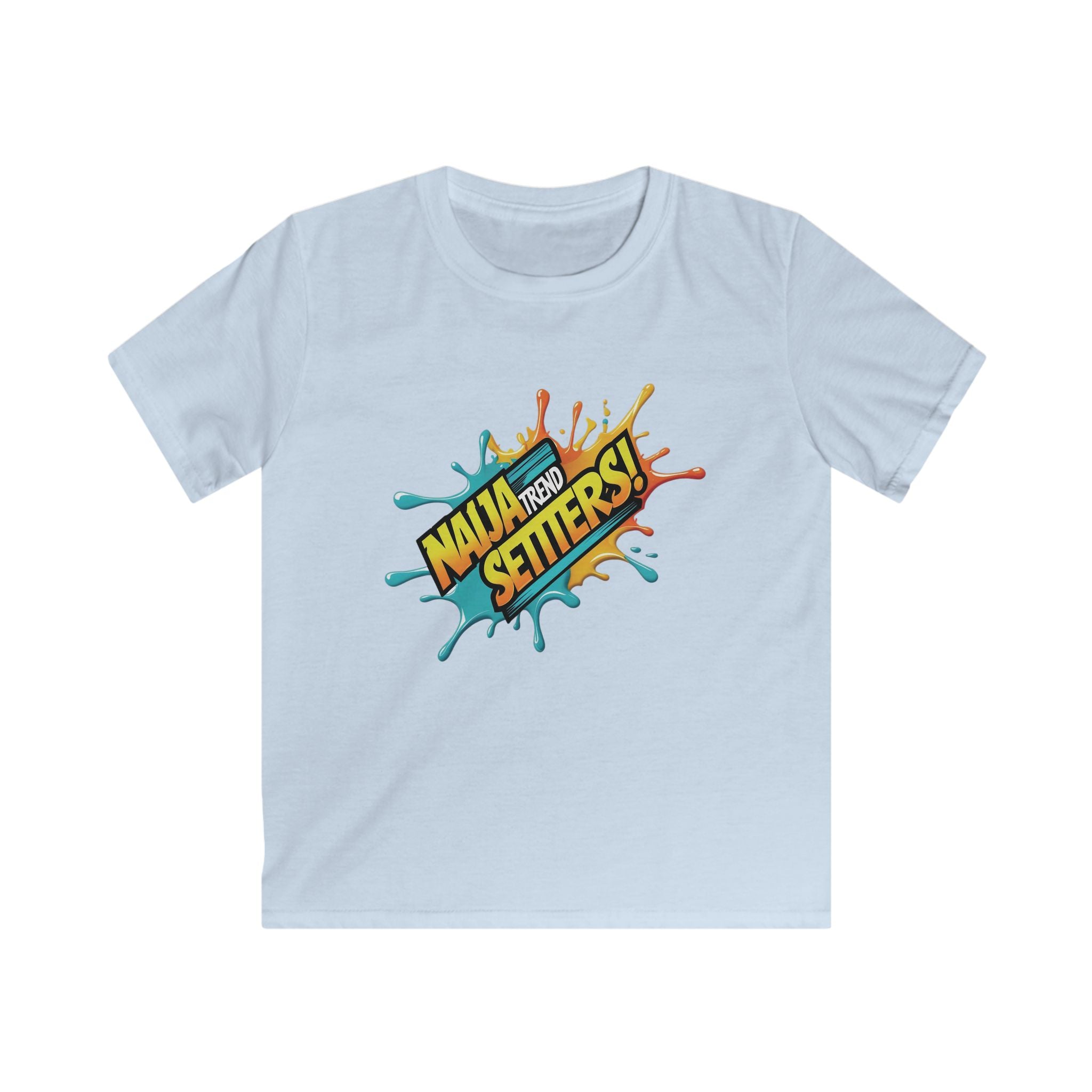 Naija Trend Setters Kids Baby Blue T-shirt with Nigerian streetwear slogan.