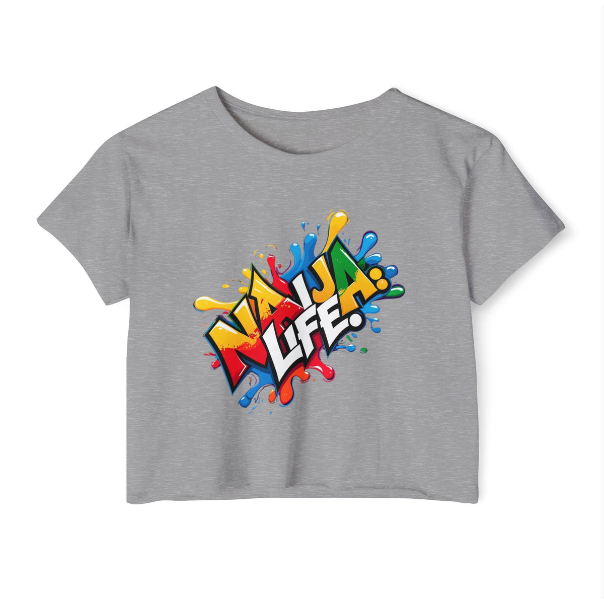 Naija Life, Cotton cropped women's Grey T-shirt - Naija Of Course streetwear fashion