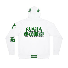 Naija, I Full Ground & Of Course, White and Green Unisex Hoodie- Back View- Nigerian streetwear fashion from Naija Of Course