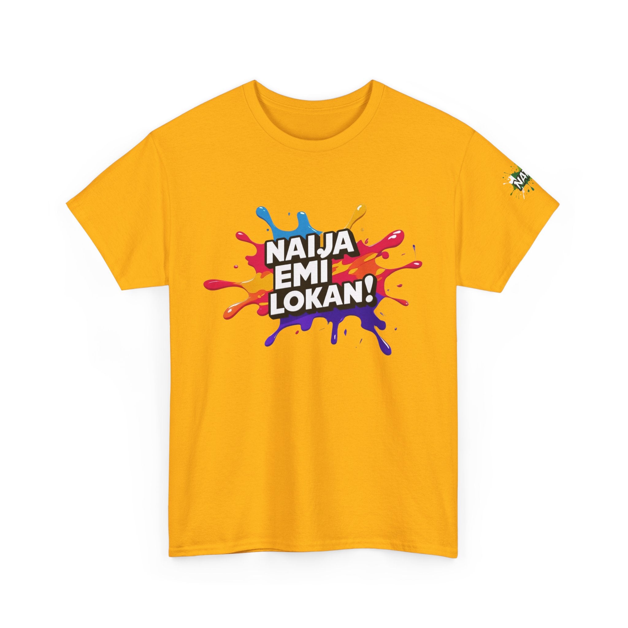 Naija EMI LOKAN Unisex Orange Cotton T-shirt with Nigerian slogan.