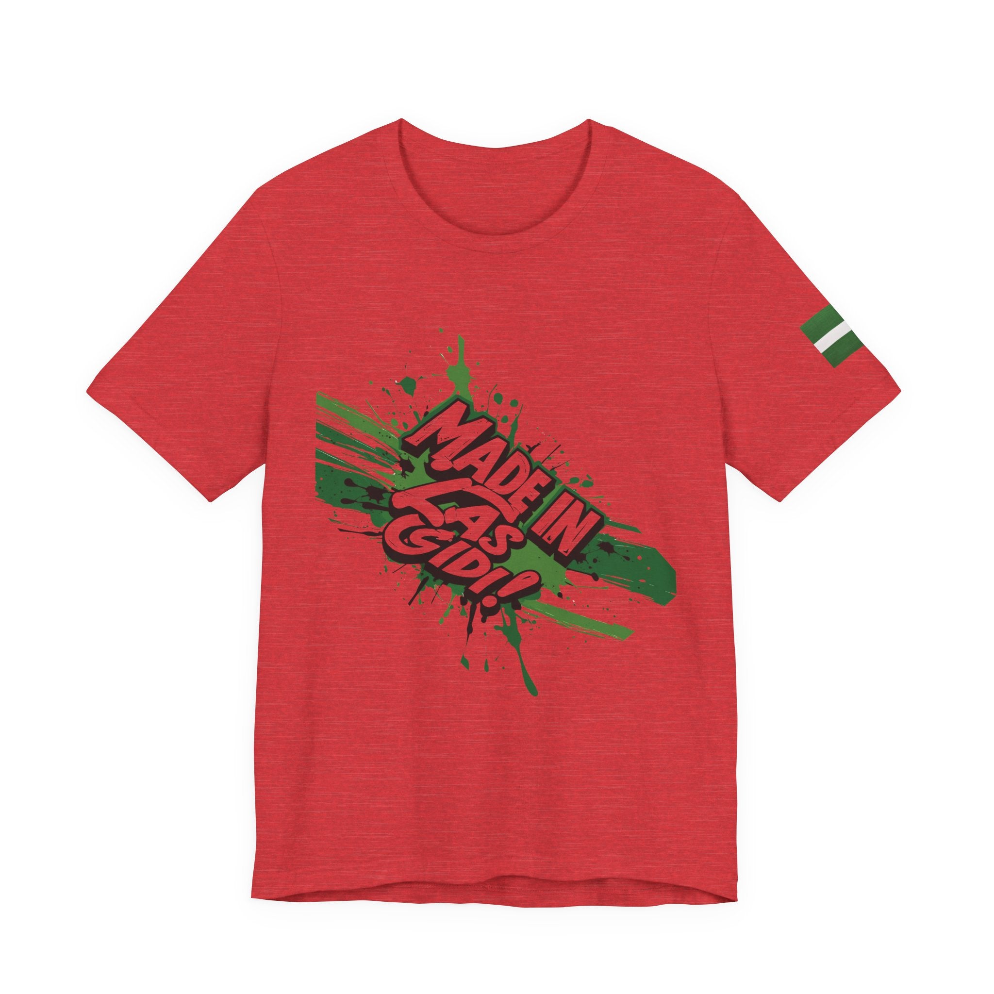 Naija Made in Las Gidi, Unisex Red T-shirt-  Front View- Naija Of Course streetwear fashion