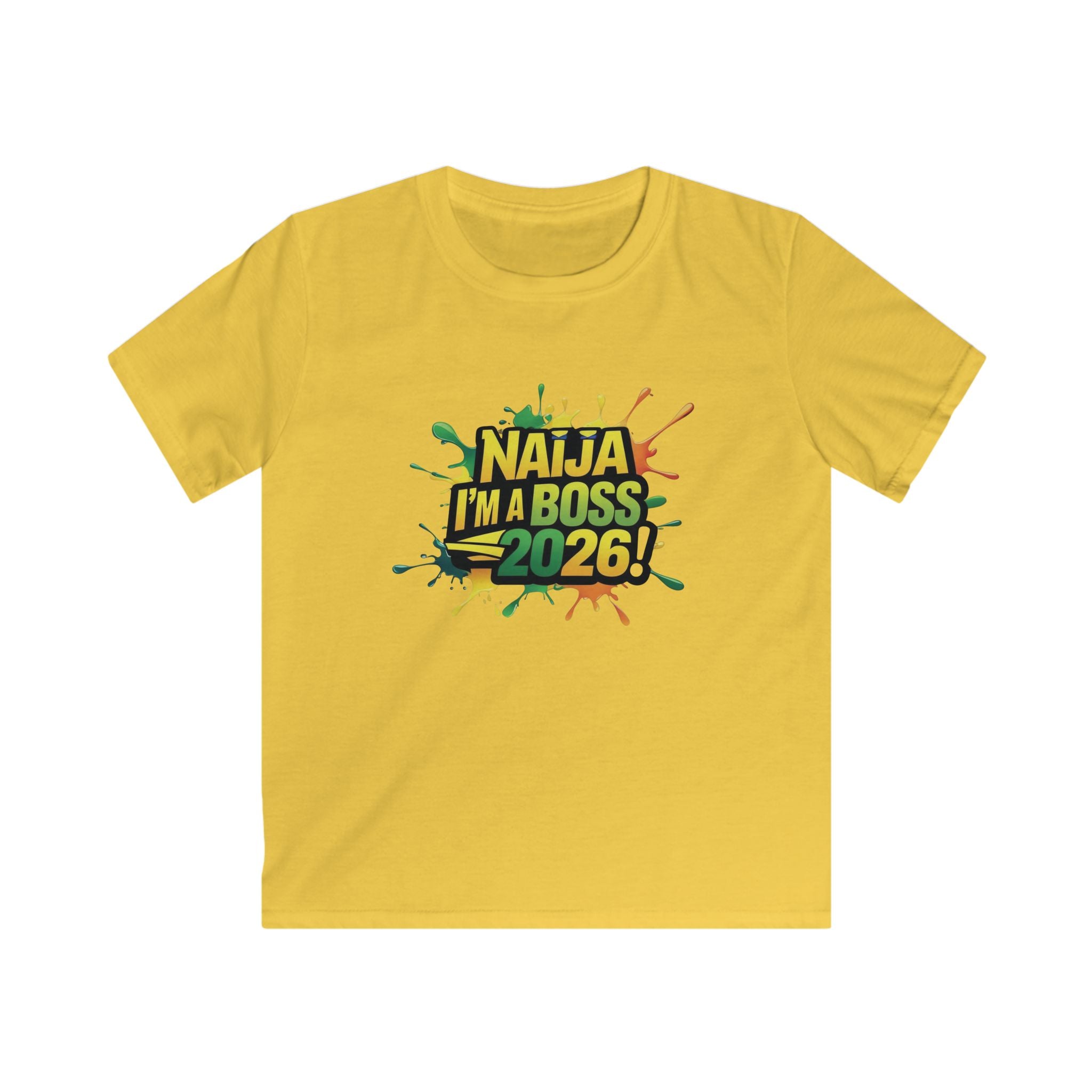 Naija I'm a Boss 2026, Kids Unisex T-shirt - Naija Of Course Fashion, yellow