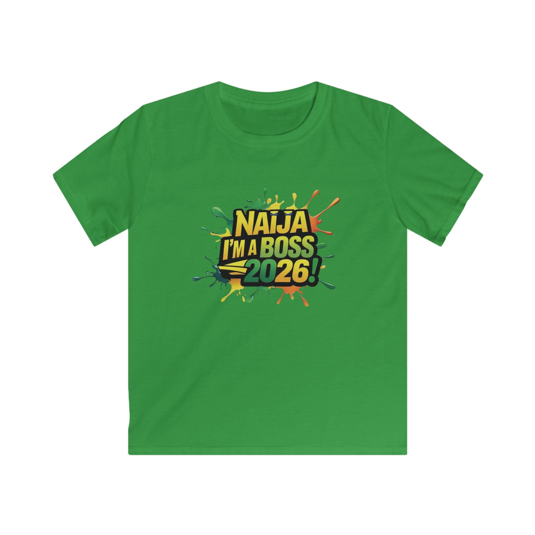 Naija I'm a Boss 2026, Kids Unisex T-shirt - Naija Of Course Fashion, green