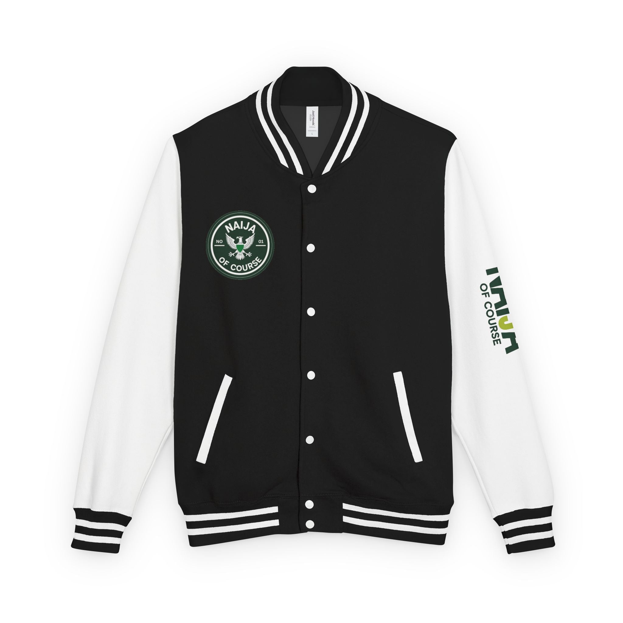 Naija No1 Of Course, Nigeria Heritage Black and White Unisex Jacket - Nigerian streetwear fashion from Naija Of Course