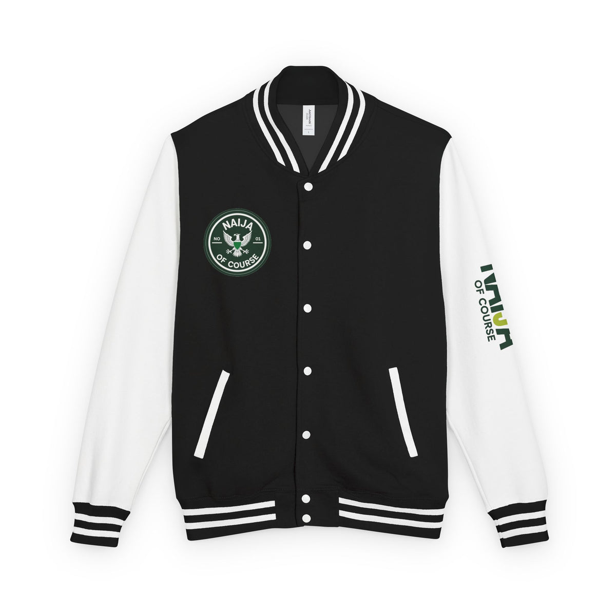 Naija No1 Of Course, Nigeria Heritage Black and White Unisex Jacket - Nigerian streetwear fashion from Naija Of Course