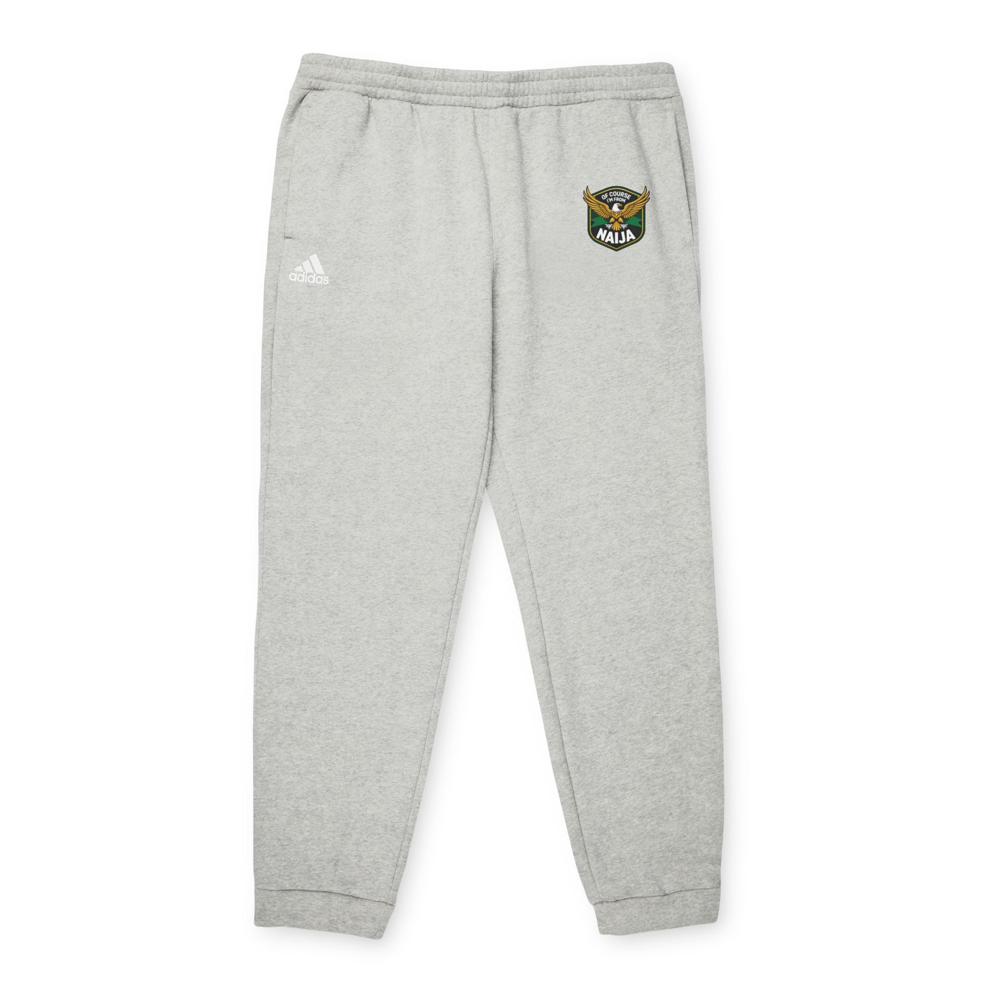 Of Course I'm from Naija motif, Adidas Unisex Joggers - Naija Of Course Fashion, Light Grey