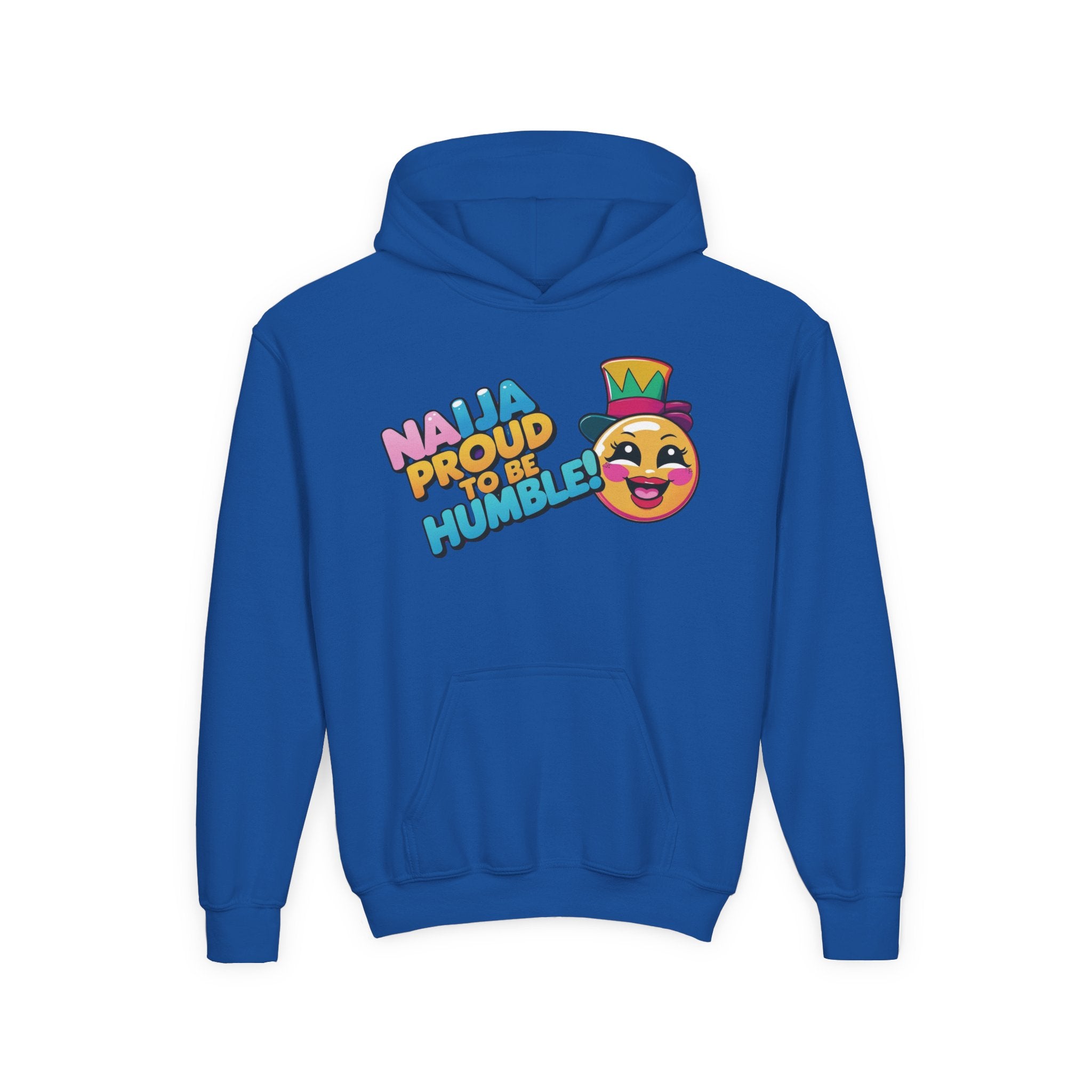 Naija Proud To Be Humble, Kids Royal Blue Hoodie Unisex - Naija Of Course streetwear fashion