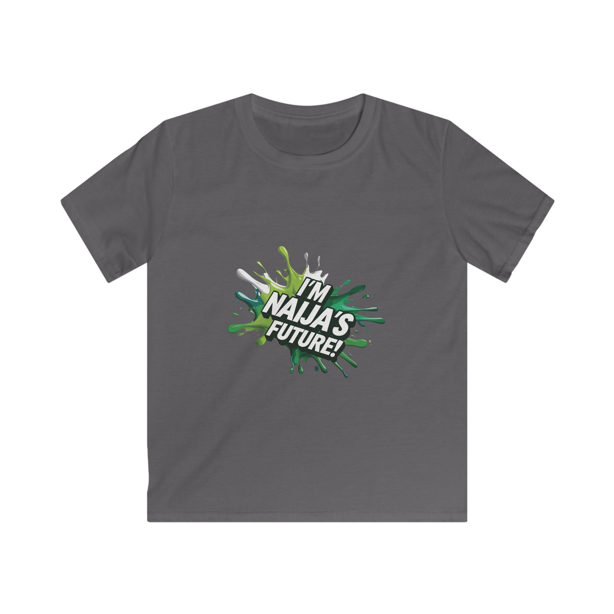 I’m Naija’s Future Kids Charcoal T-shirt with Nigerian slogan.
