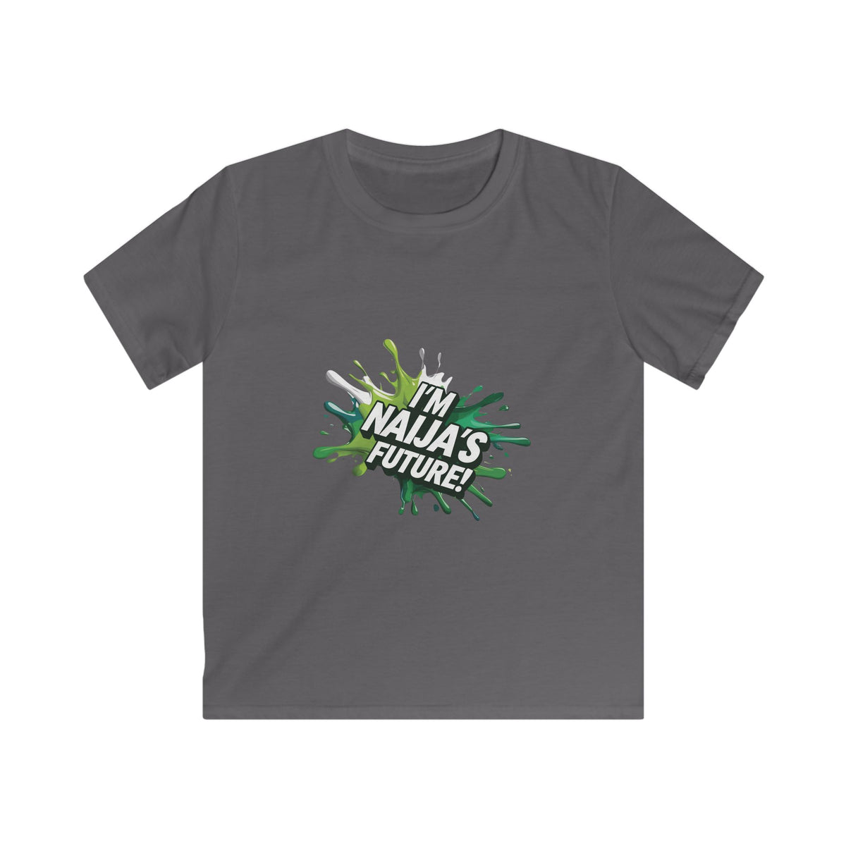 I’m Naija’s Future Kids Charcoal T-shirt with Nigerian slogan.
