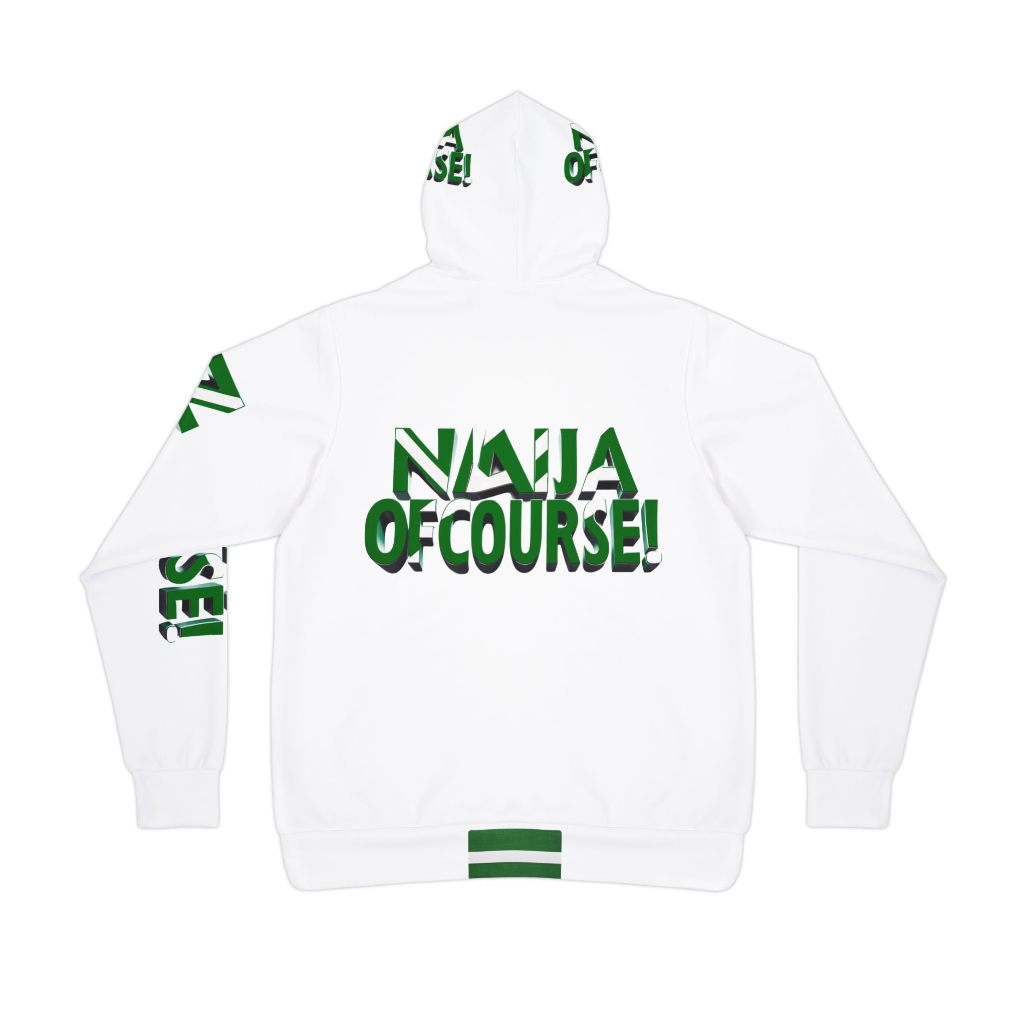 Naija Of Course Colourful Hoodie- White and Green- Back View- Nigerian streetwear fashion from Naija Of Course