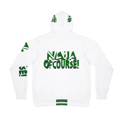 Naija Of Course Colourful Hoodie- White and Green- Back View- Nigerian streetwear fashion from Naija Of Course