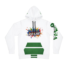 Naija Of Course, Colourful Hoodie- White and Green- Front View- Nigerian streetwear fashion from Naija Of Course