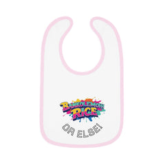 Bankolemoh rice or else, Baby Contrast Trim Jersey Bib - Naija Of Course Fashion, pink outline