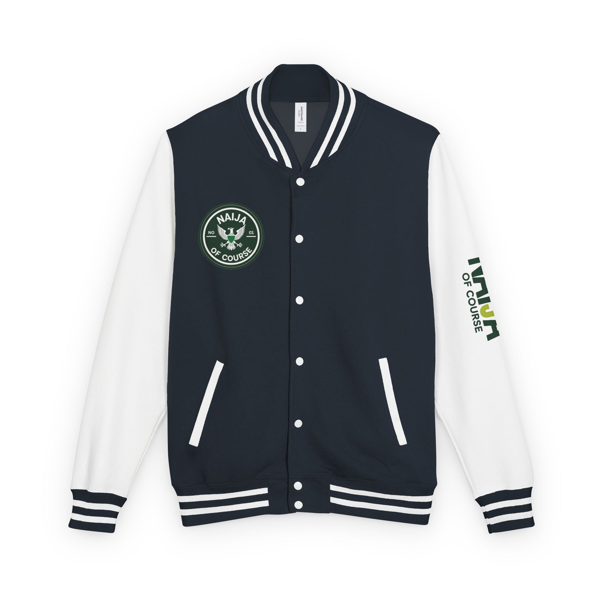 Naija No1 Of Course, Nigeria Heritage Blue and White Unisex Jacket - Nigerian streetwear fashion from Naija Of Course