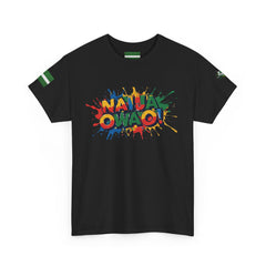 Naija, Owa O, Unisex Cotton T-shirt- Black- Front View- Nigerian streetwear fashion from Naija Of Course