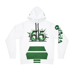 Naija 65 & Of Course Unisex White and Green Hoodie- Front View- Nigerian streetwear fashion from Naija Of Course
