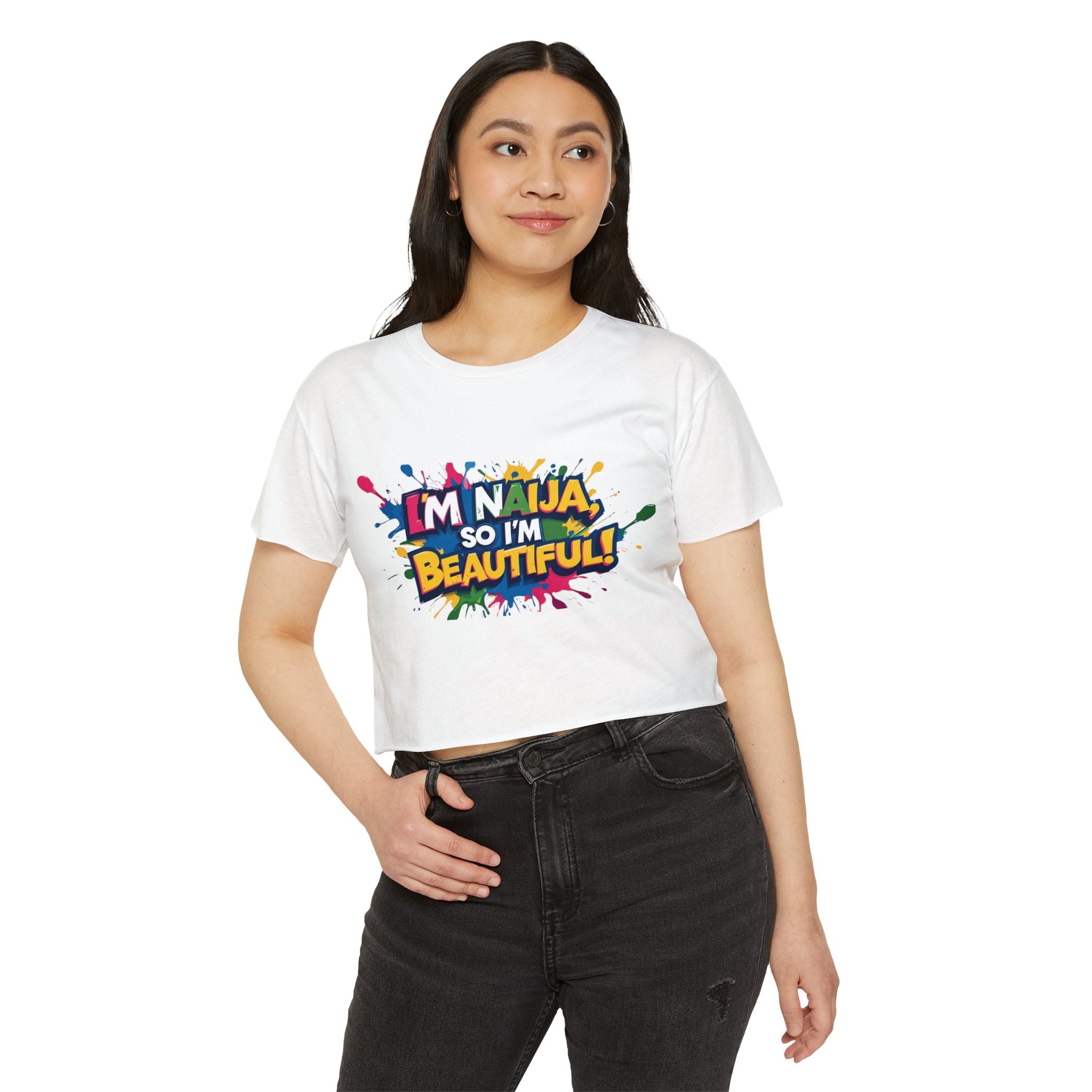 I'm Naija so I'm Beautiful, White Cotton T-shirt - Naija Of Course streetwear fashion