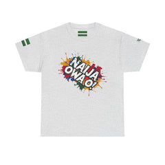 Naija- Owa O,  Unisex Grey Cotton T-shirt- Front View- Nigerian streetwear fashion from Naija Of Course