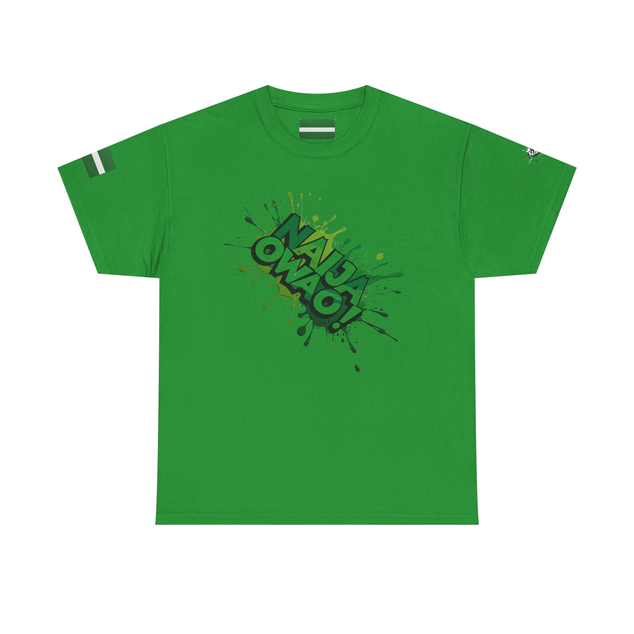 Naija Owa O, Unisex Green Cotton T-shirt- Front View- Nigerian streetwear fashion from Naija Of Course