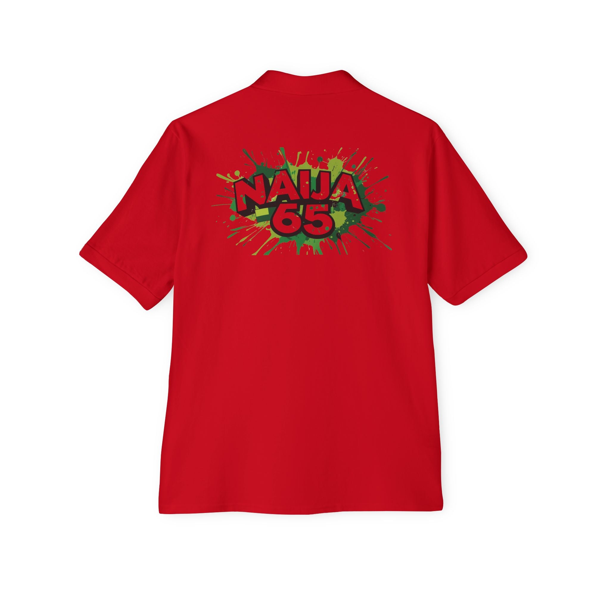 Naija 65th Independence Day Men’s Red Piqué Polo Shirt.