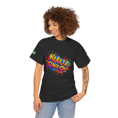 Naija, Owa O,  Unisex Black Cotton T-shirt- Female Model- Front View- Nigerian streetwear fashion from Naija Of Course