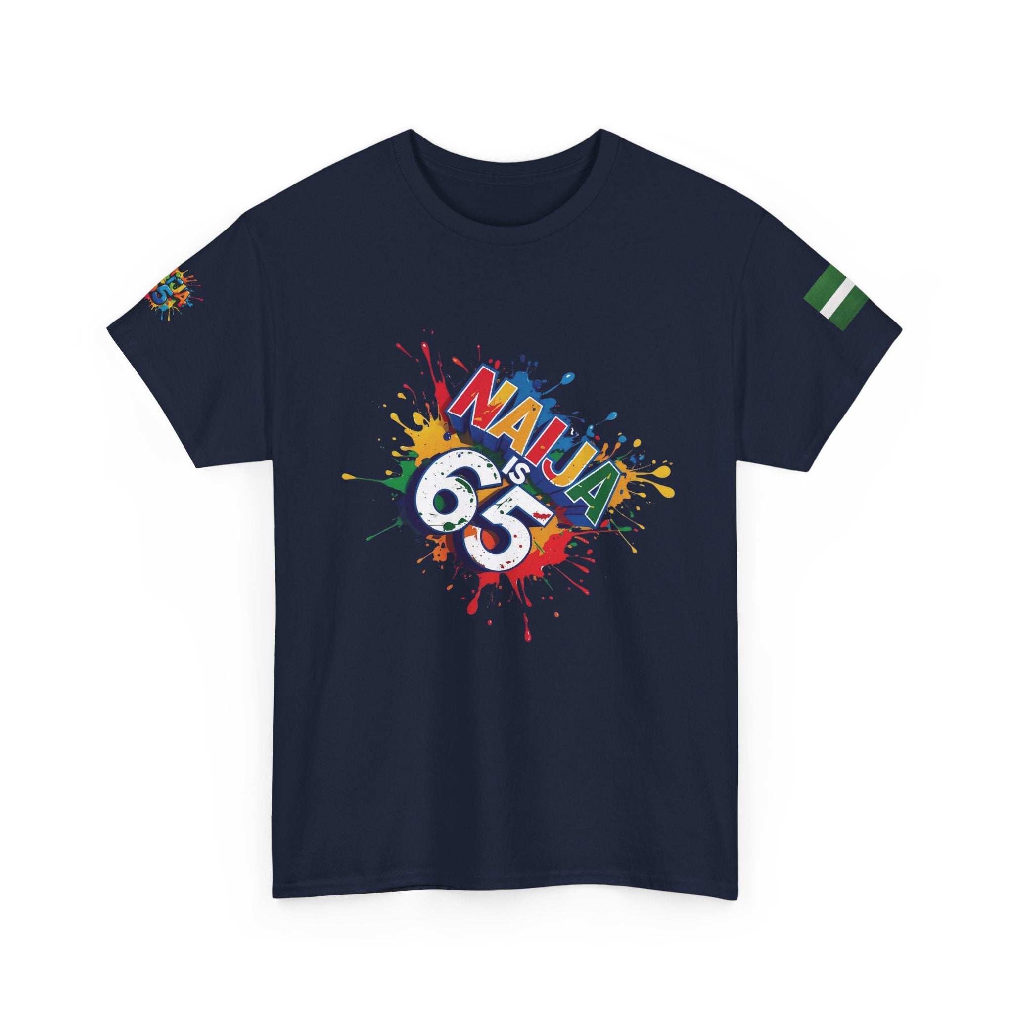 Naija is 65, INDEPENDENCE CELEBRATION  - Unisex Cotton T-shirt- Blue- Nigerian streetwear fashion from Naija Of Course