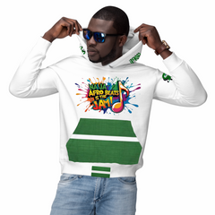 Naija Afro Beats Is The Jam & Of Course- White and Green- Male Model- Front View- Nigerian streetwear fashion from Naija Of Course
