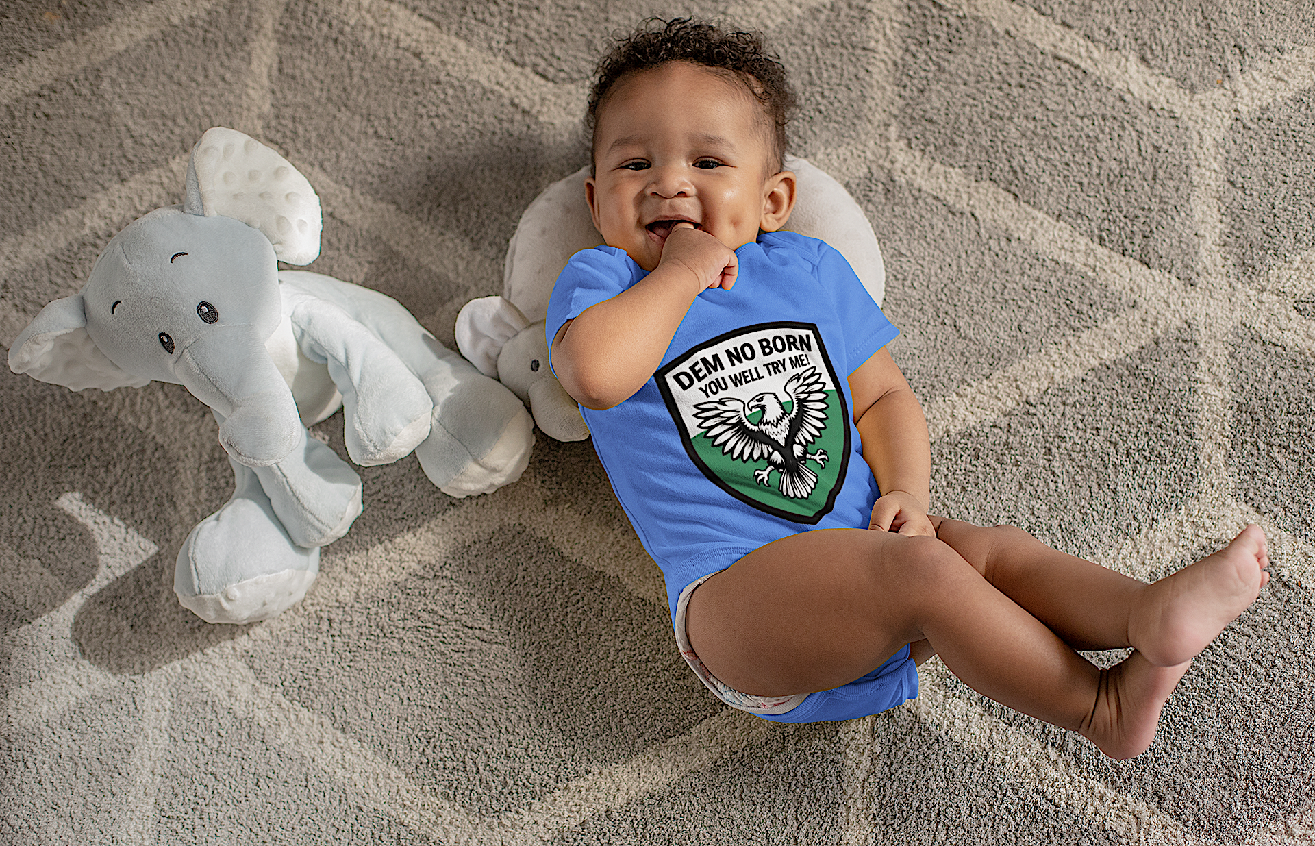 Naija, Dem No Born You Well, Try Me, Baby body suit - Naija Of Course Fashion, Blue