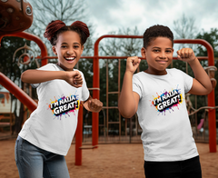 I’m Naija Great Kids Unisex White T-shirt with slogan.