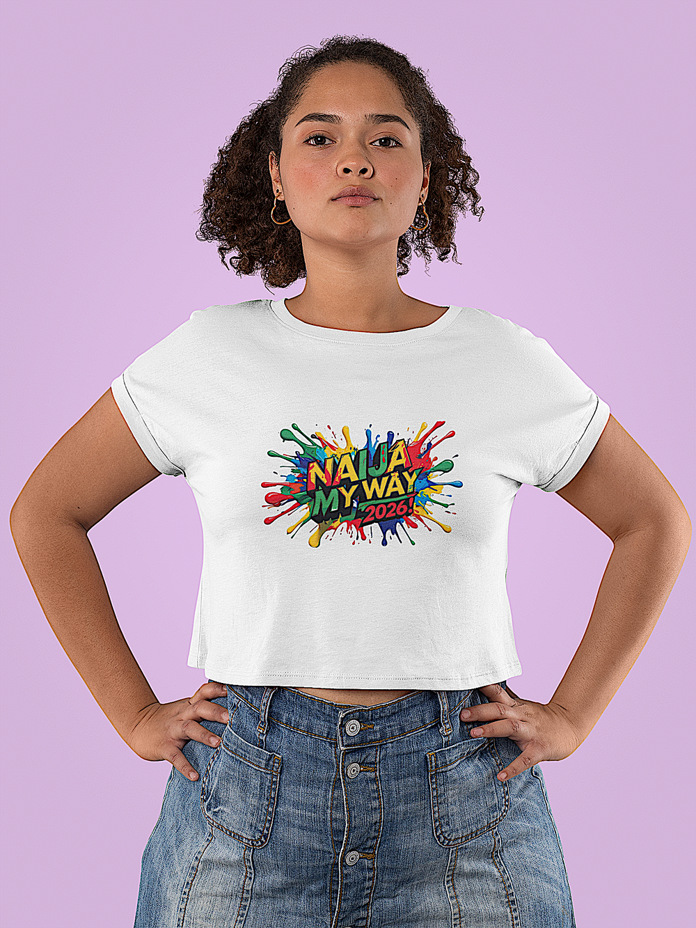 Naija My Way 2026, Women's White Crop Top - Naija Of Course streetwear fashion