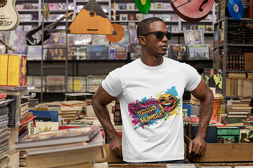 Naija- Proud To Be Humble! Unisex T-shirt - Naija Of Course Fashion, male wearing a white T-shirt
